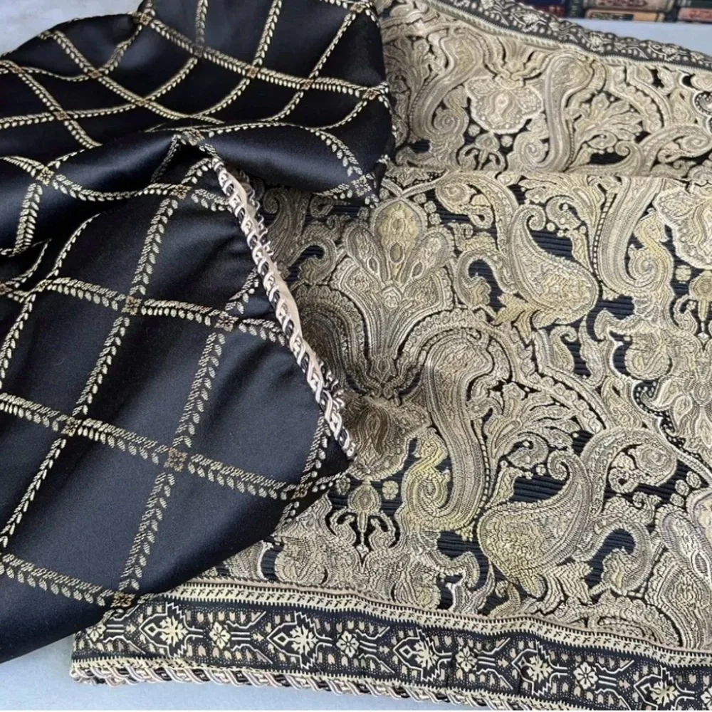 Croscill LUXURY BLACK & GOLD PAISLEY (4PC) Pillow Sham & Euro Sham Set